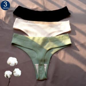 Set of 3 Low Waist Seamless Bikini Briefs Sports Underwear
