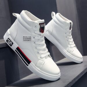 Non-Slip and Casual High-Top Leather Skateboard Shoes