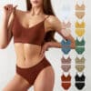 Sexy French Seamless Bralette Backless Push Up Underwear Set