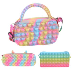 Kawaii Silicone Wallet Bag with Push Bubble Fidget Toy