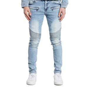 Fashionable and Casual Stretch Skinny Moto Biker Jeans