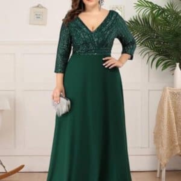 Elegant Plus Size Prom Dress Long A-Line with Sexy V-Neck