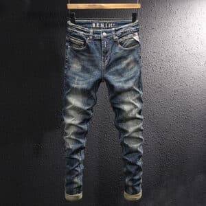 Retro Vintage Fashion Slim Fit Ripped Jeans with Embroidery