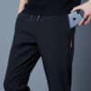 Ice Silk Thin Casual Pant Trousers with Straight Elastic Fit