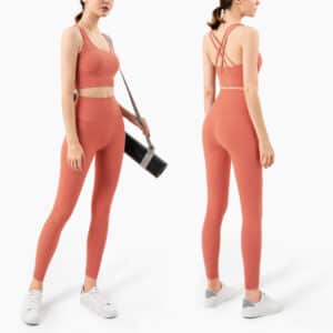 Leggings and Tops Fitness Sports Suit Gym Clothing With Bra