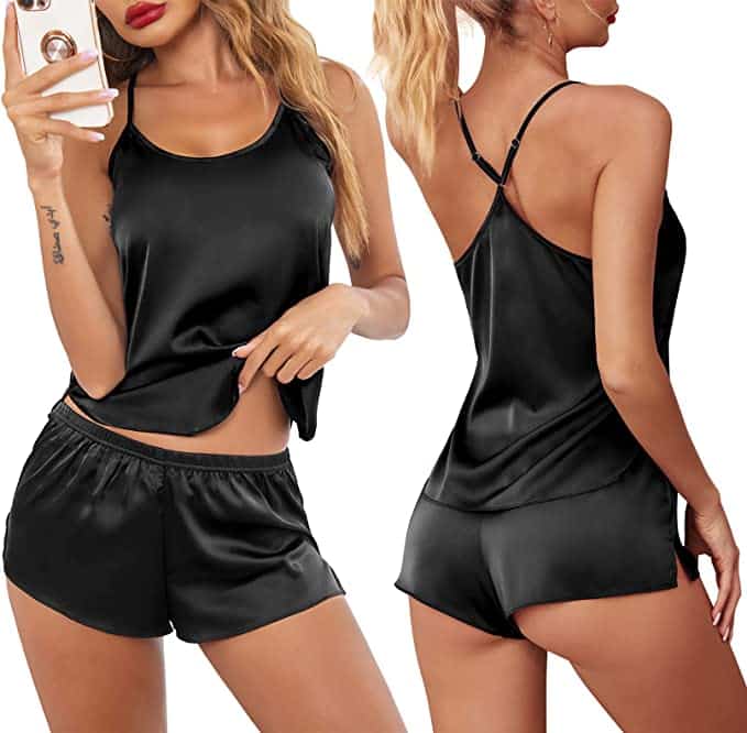 Sexy 2 Piece Nightwear with Sleeveless Tops and Shorts