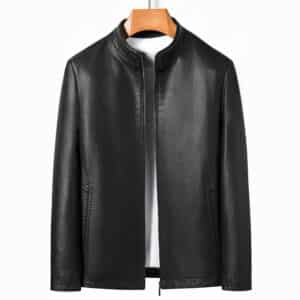 Fashionable Stand Collar Leather Jacket For Autumn/Winter