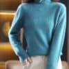 Soft & Warm Winter Solid Mink Cashmere Turtleneck Sweater