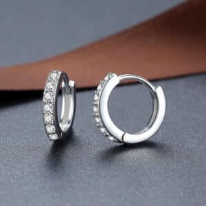 925 Sterling Silver Crystal Circle Earrings Jewelry Gift