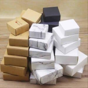 10pcs Kraft Paper Candy Box Cardboard Marbling Style