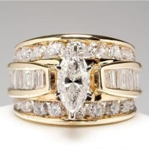 18K Multi Gold Ring with 1 Carat Natural Diamond & Gemstones
