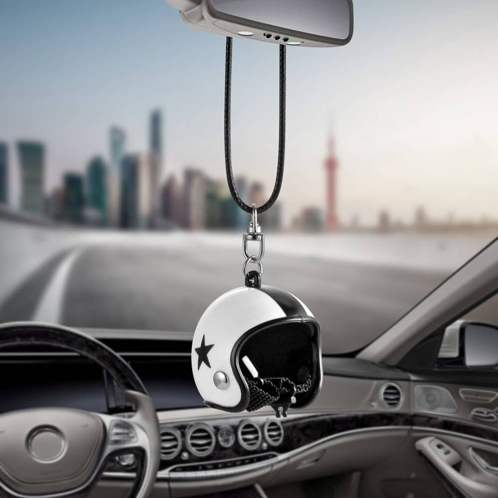 Cute-car-pendant-helmet-rearview-mirror-hanging-cartoon-automobile-interior-decoration-ornament-accessories-car-pendant