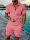 Fashion-solid-color-men-s-suit-men-sets-mesh-printed-2022-streetwear-zipper-short-sleeve-shorts