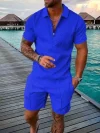 Fashion-solid-color-men-s-suit-men-sets-mesh-printed-2022-streetwear-zipper-short-sleeve-shorts-3