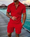 Fashion-solid-color-men-s-suit-men-sets-mesh-printed-2022-streetwear-zipper-short-sleeve-shorts-4