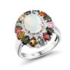 Sterling Silver Custom Opal & Tourmaline Wedding Ring