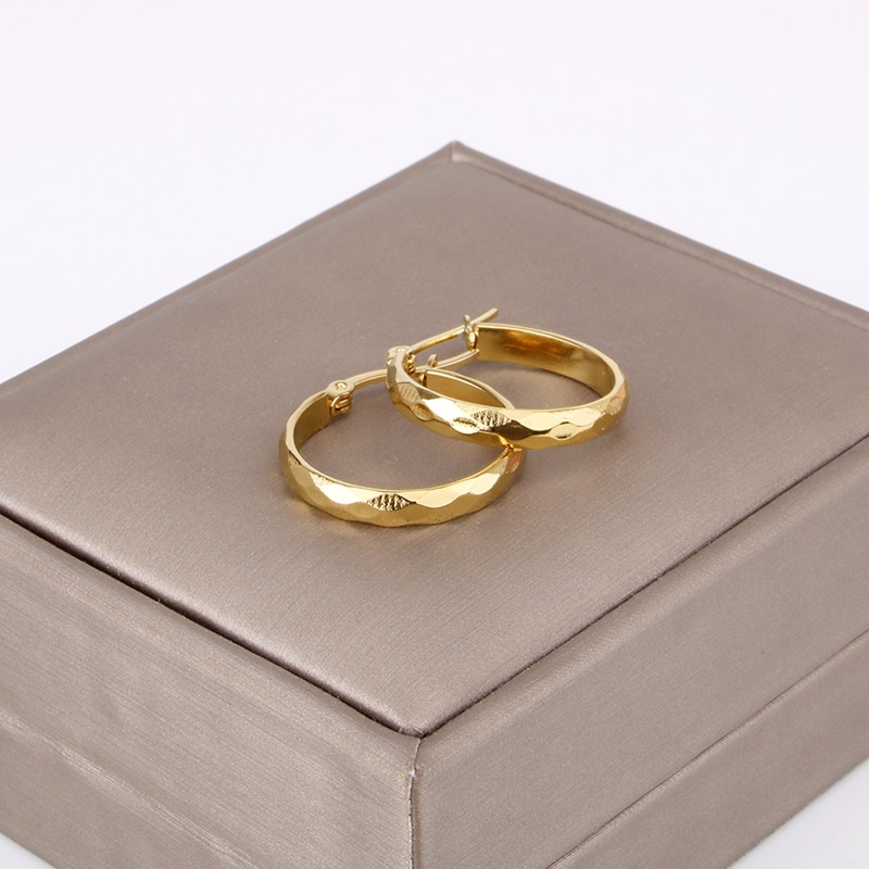 Small Gold Color Stainless Steel Circle Hoop Earrings