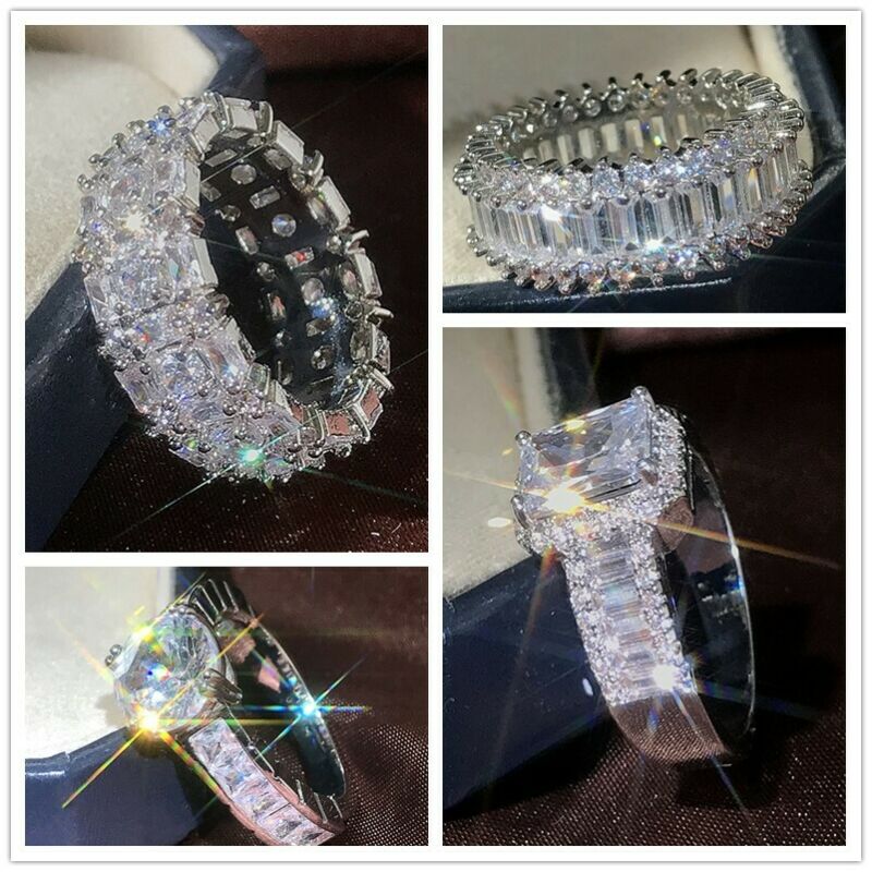 Luxury Inlaid Cubic Zirconia Engagement Promise Ring