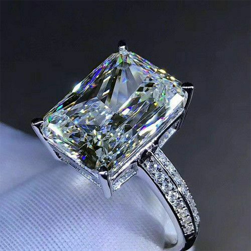 New Fashion Big Square Crystal Stone Wedding Ring