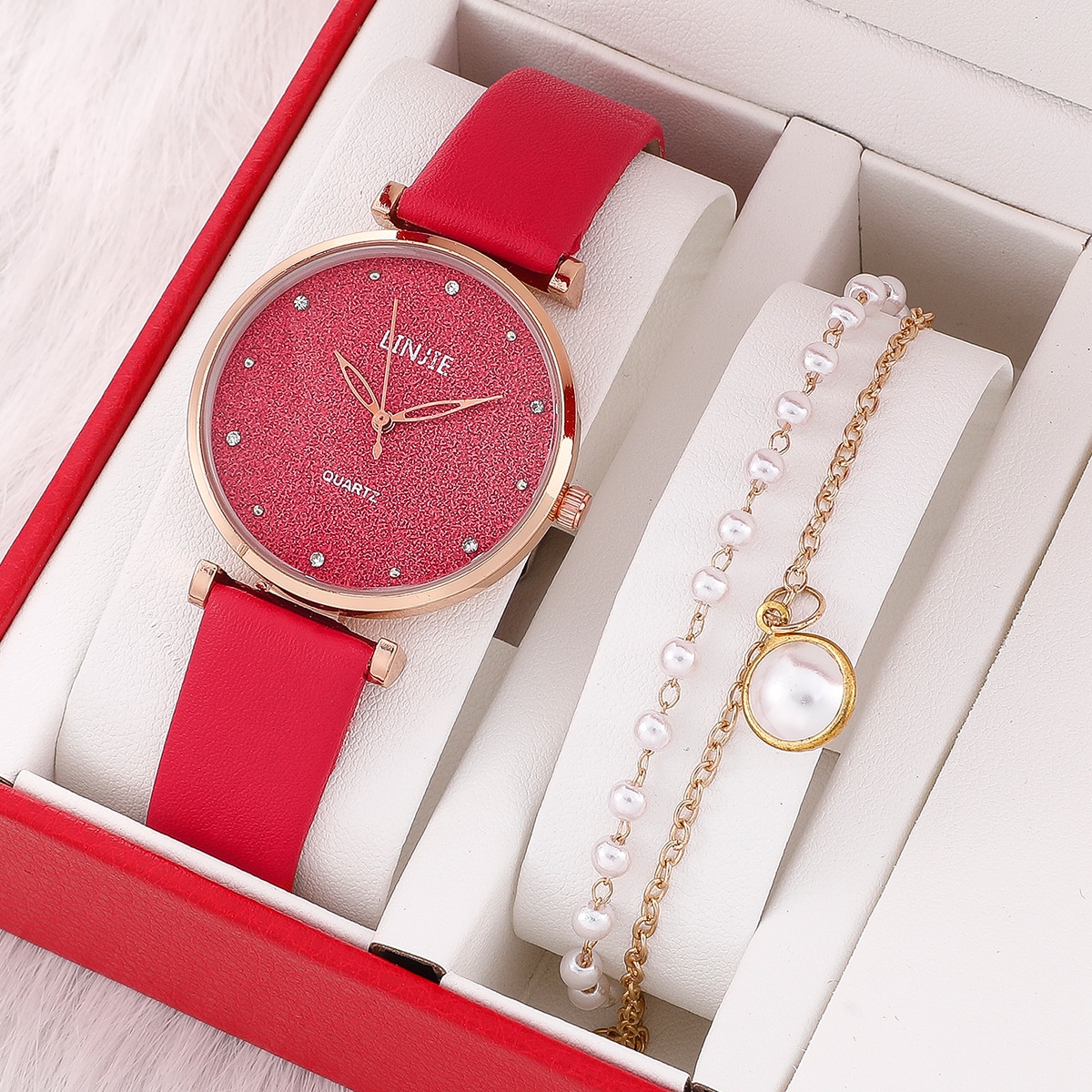 Ladies-watch-set-fashion-starry-dial-bracelet-women-s-leather-strap-quartz-girl-s-wristwatch-no-2