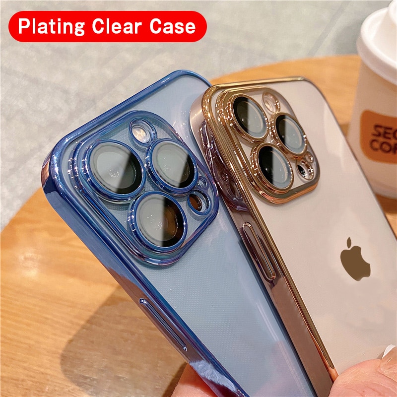 Luxury-square-plating-transparent-case-for-iphone-14-13-11-12-pro-max-mini-xr-x-4