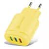 Macaron-yellow-color-charger-3usb-mobile-phone-charging-plug-multi-port-eu-spec-adapter-1