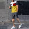 Man-sport-suit-solid-color-fashion-running-t-shirts-shorts-two-piece-sets-sportswear-stitching-color-2