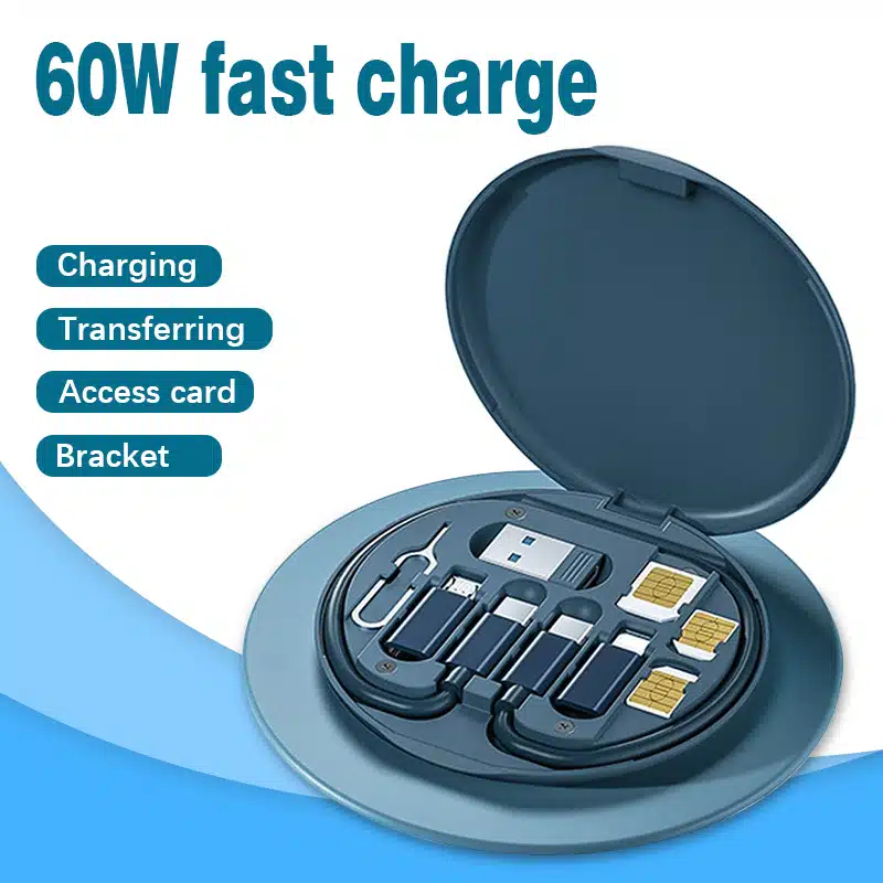 Mini-data-cable-set-storage-box-60w-quick-charge-multi-function-data-cable-mobile-phone-holder