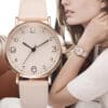 Fashionable Watch with Stainless Steel Dial Leather Bracelet