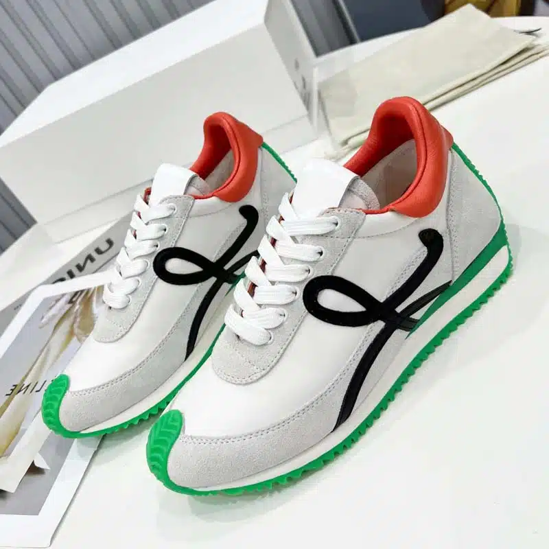 Luxury Nylon & Leather Mixed Color Thick Bottom Sneakers