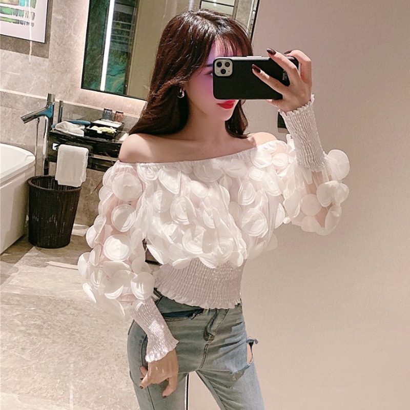 Sexy-off-shoulder-womens-tops-and-blouses-2020-mesh-sheer-puff-sleeve-tops-summer-3d-flower-3