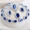 Fine Silver 925 Bridal Jewelry Set with Blue Zirconia Stones