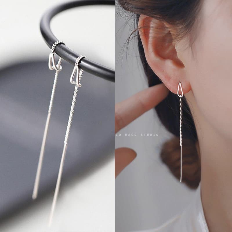 Simple-style-box-chain-tassel-drop-earrings-for-women-long-dangle-earring-piercing-line-accessories-thin-2