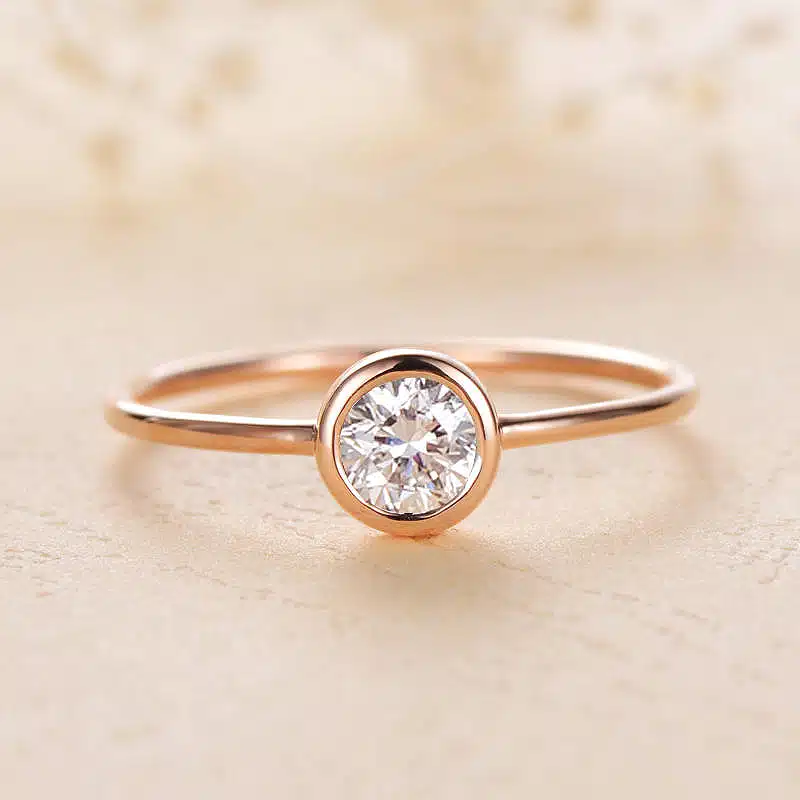 Solid 10K Yellow Gold Moissanite Engagement Ring