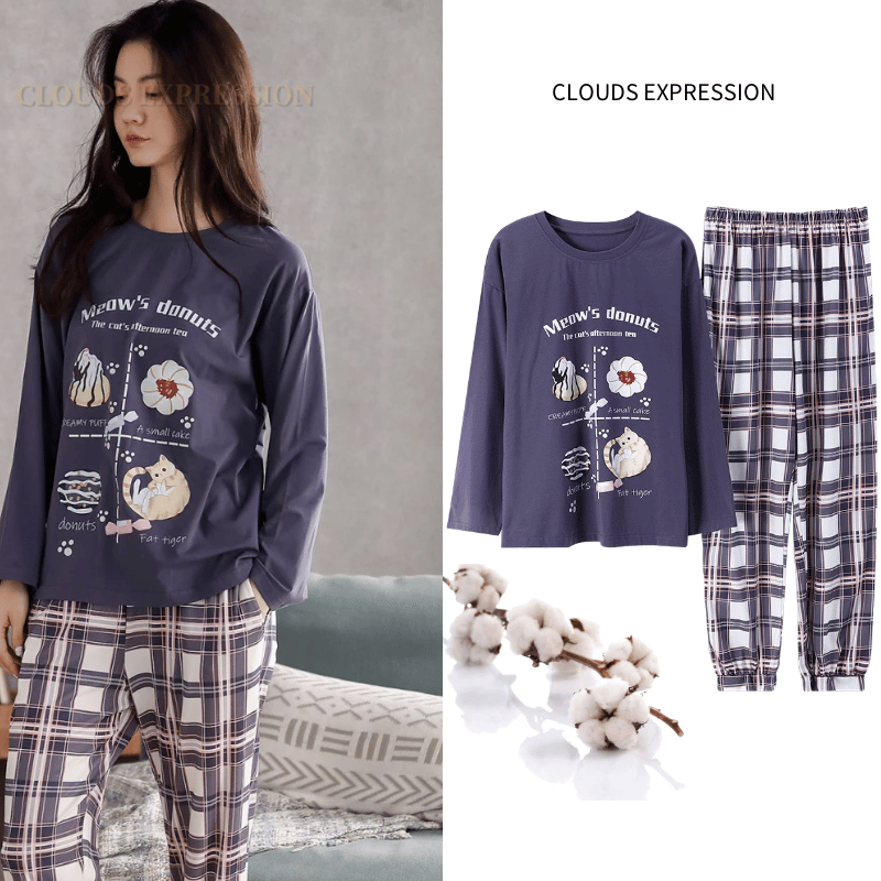 Spring-autumn-new-100-cotton-elegant-women-s-pajama-sets-pyjamas-cartoon-print-sleepwear-long-pijama-2