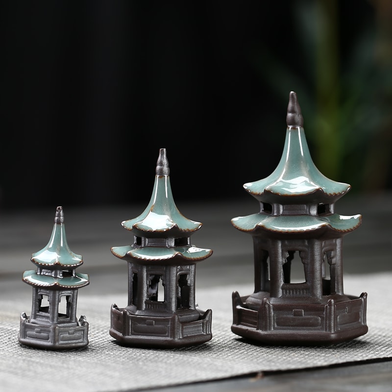 Tea-pet-ornaments-octagonal-pagoda-feng-shui-mini-garden-accessories-ceramic-decorations-for-home-decore-black