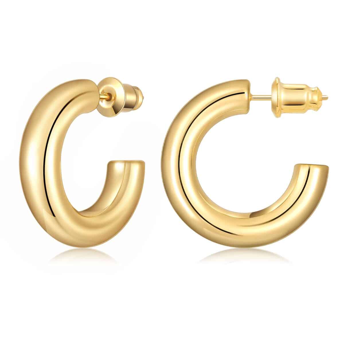 14K Real Gold Plated Copper Cute Modern Hoop Earrings