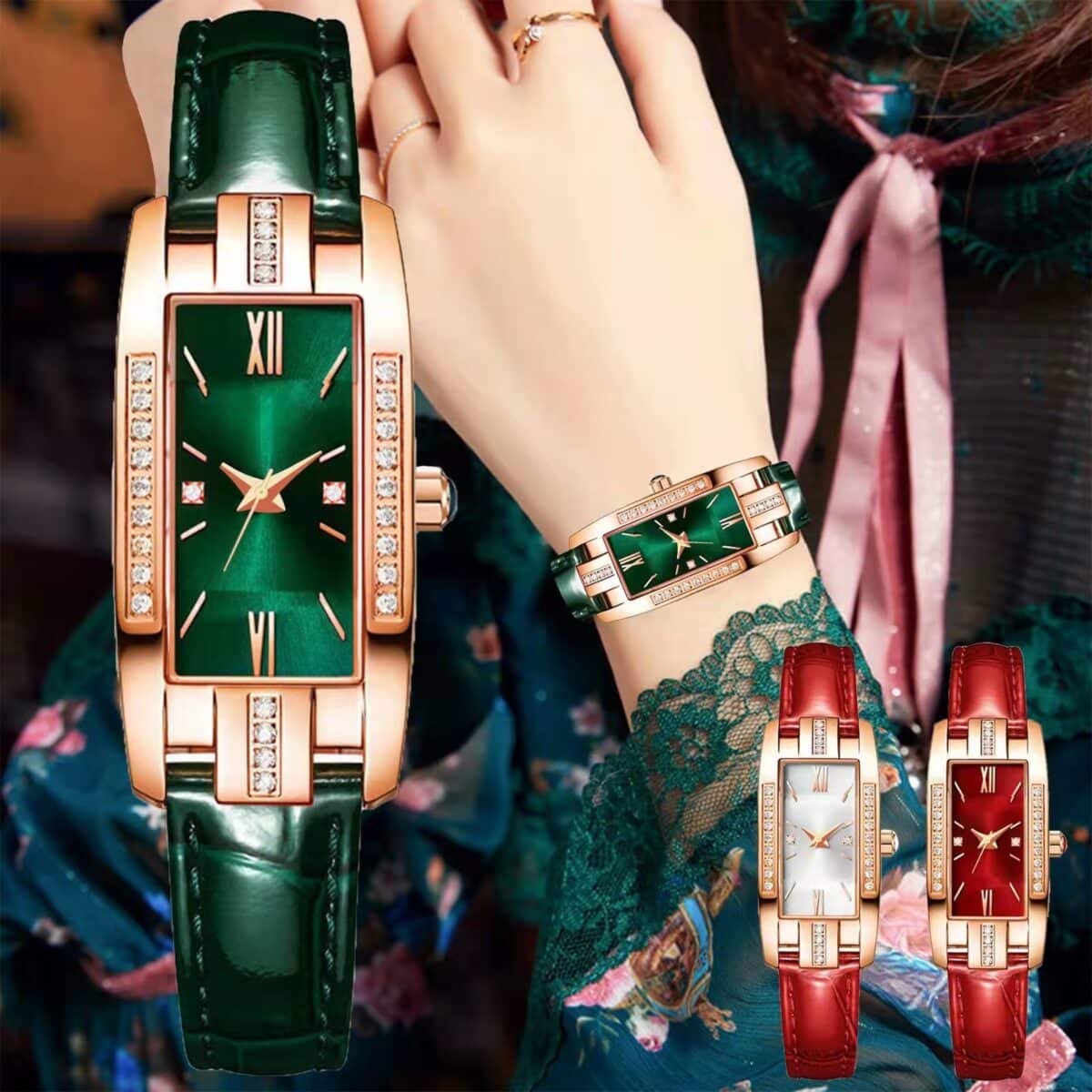 Wokai-high-quality-classic-retro-women-s-belt-quartz-square-green-quartz-watch-student-women-s-4