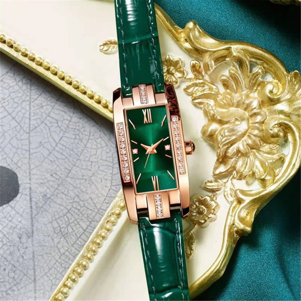 Wokai-high-quality-classic-retro-women-s-belt-quartz-square-green-quartz-watch-student-women-s-5