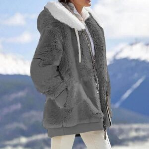 Women-winter-coat-solid-color-long-sleeves-zipper-cardigan-loose-warm-furry-plush-plus-size-lady