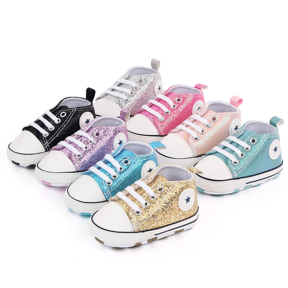 Fashionable Bling Canvas Soft Sole Newborn & Toddler Shoes