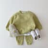 2pcs Waffle Cotton Clothing Set for Toddler Sweatshirt+Pants