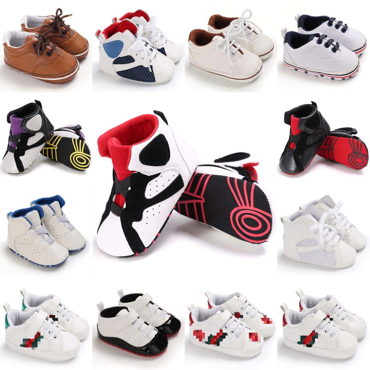 Classic Multi-Color Soft Sole PU Leather Newborn Baby Shoes