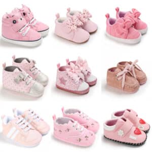 Soft Sole Anti-Slip Pink Christening Shoes for Infants